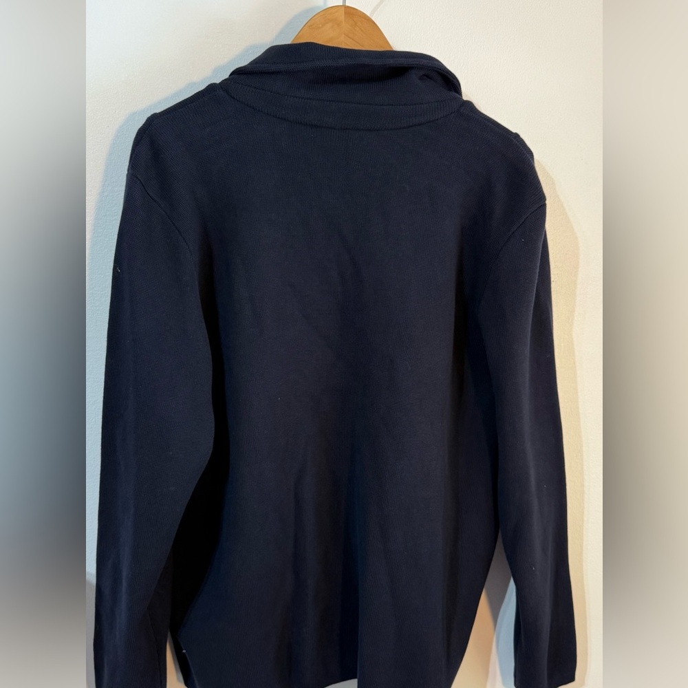 Lauren Ralph Lauren dark navy blue jacket sweater Cotton Blend Front Zipper 1X - Picture 7 of 9